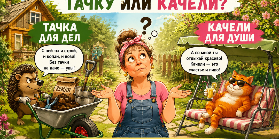 Что купить на дачу: садовую тачку или качели?