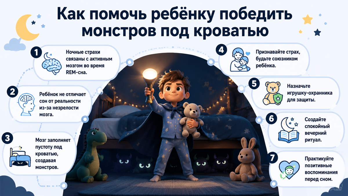Как помочь ребёнку победить монстров под кроватью  📷
