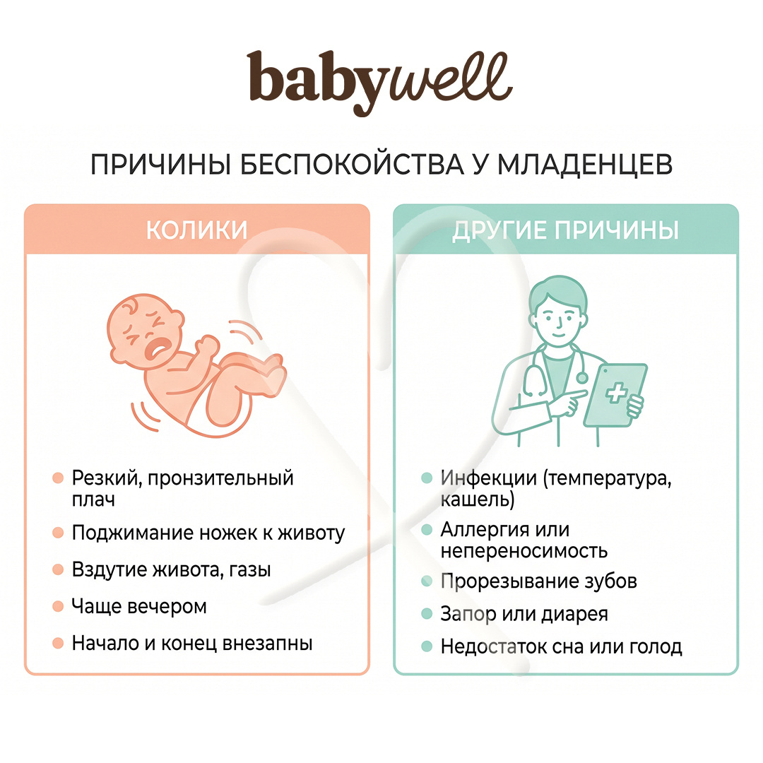 отличия колик от других причин плача у новорождённого
