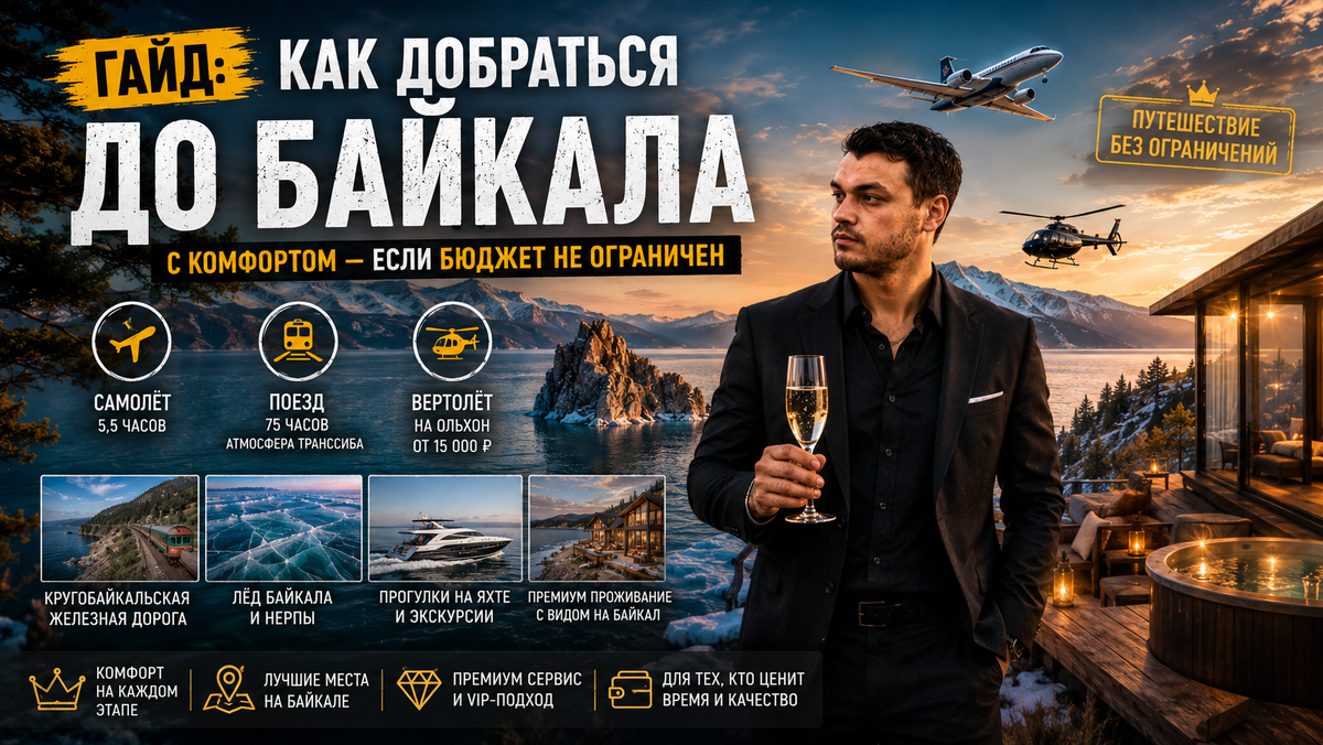 Байкал — это не просто озеро. Это место, которое меняет людей. И если вы потратите нормальные деньги, чтобы добраться туда без боли и очередей - этот гайд для вас! Никаких плацкартов, никаких ночёвок на вокзале. Только комфорт, красота и удовольствие от процесса.