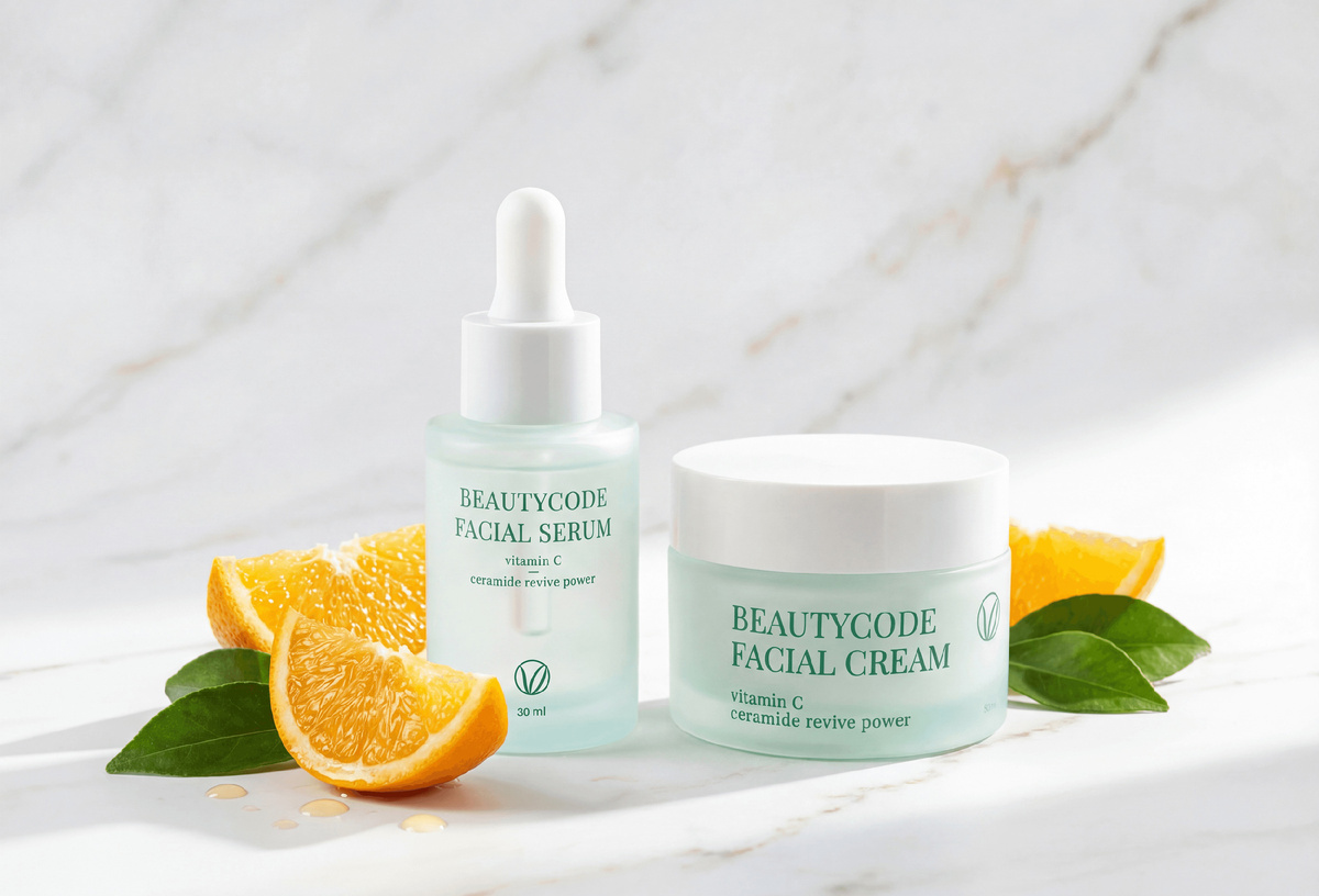 Сыворотка и крем Beauty365 «Восстановление и сияние» с витамином С и церамидами