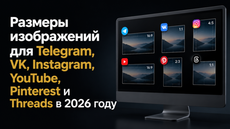    Практическая шпаргалка по размерам изображений для Telegram, VK, Instagram, YouTube, Pinterest и Threads в 2026 году: посты, сторис, обложки, превью и универсальные шаблоны для AI-контента.