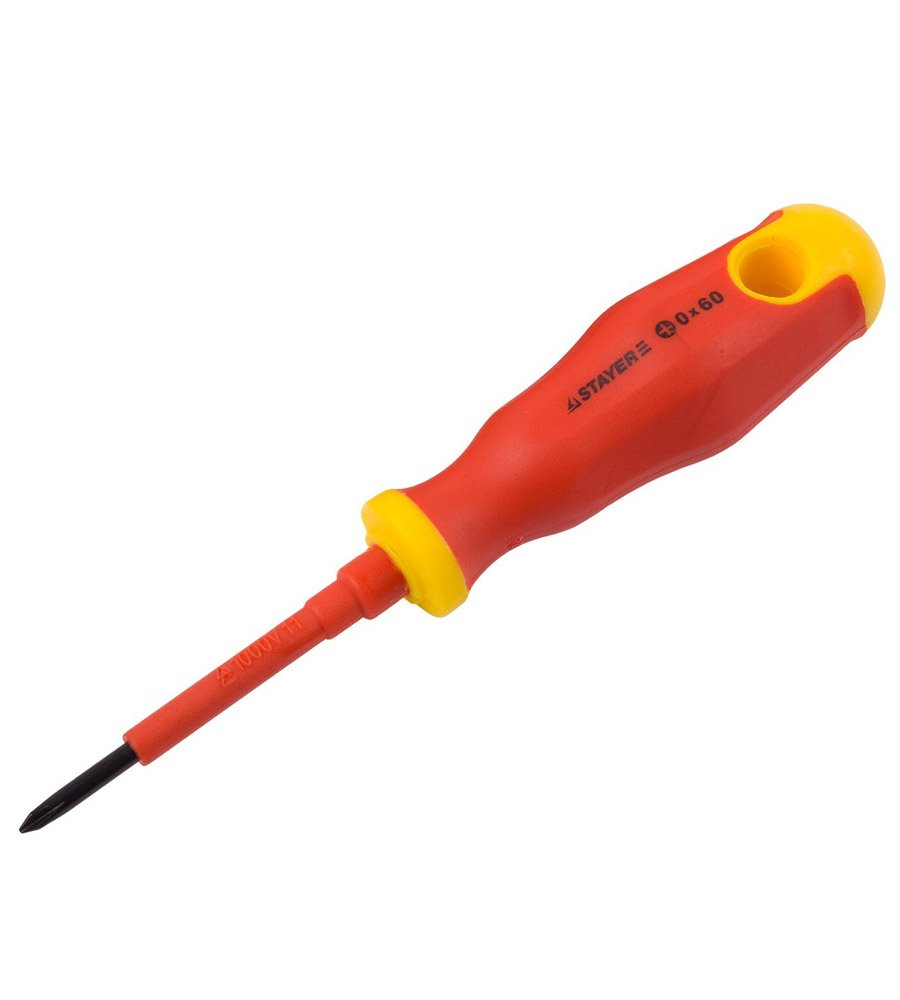 Отвертка крестовая диэлектрическая PH 0x60мм до 1000В 25142-0-06 ELECTRO STAYER