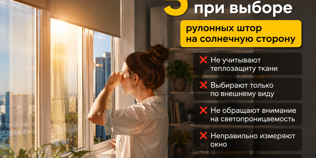 5 ошибок при выборе рулонных штор на солнечную сторону — их делает почти каждый