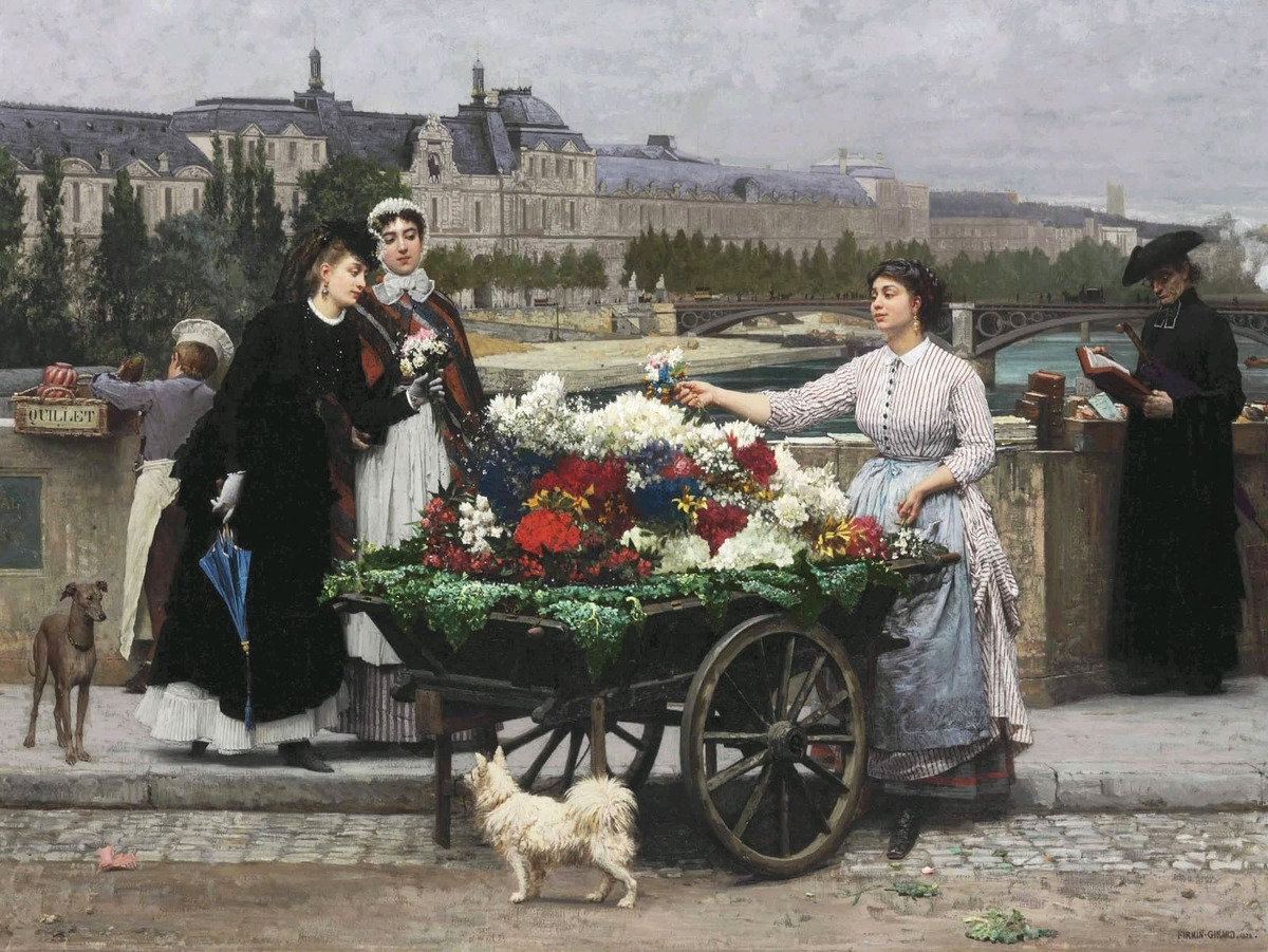 Цветочница на Королевском мосту (The Flower Seller on the Pont Royal with the Louvre beyond, Paris)