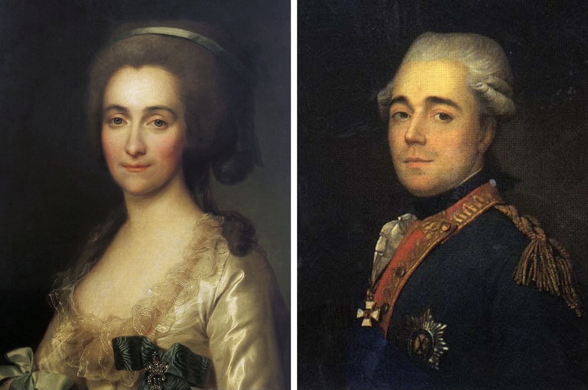 Семён Романович Воронцов (1744 - 1832). Екатерина Алексеевна Воронцова, урождённая Сенявина (1761 - 1784).