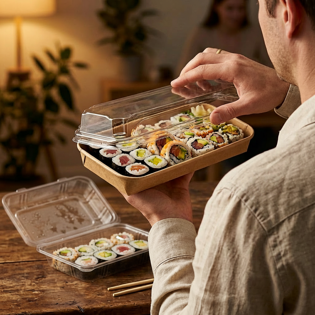 Изготовленный из качественного картонного материала, контейнер Sushi Box обеспечивает надежную защиту продуктов и сохраняет их свежесть. Подробнее – на сайте: https://green-ant.ru/catalog/bumazhnyy-konteyner-s-kryshkoy-sushi-box-400-ml-91h160h24-mm_77-16025.html