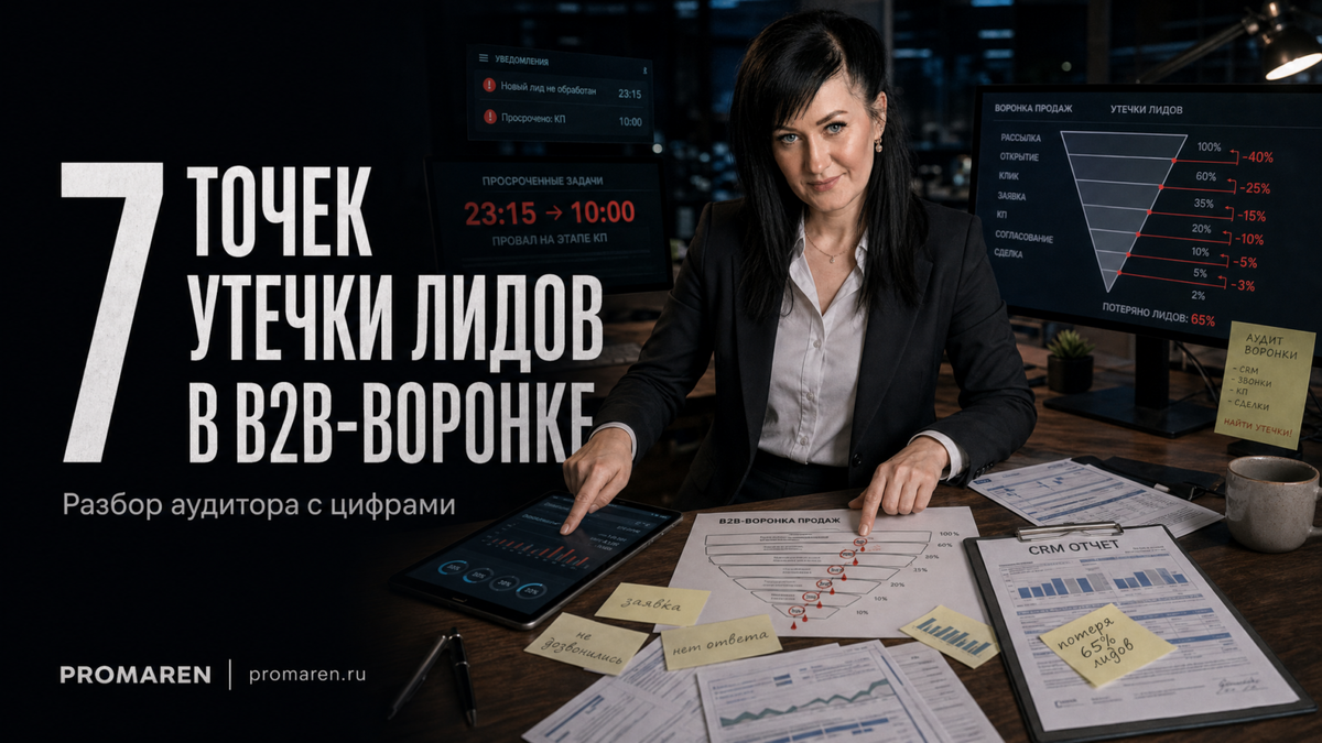    Утечка лидов в B2B-воронке: где бизнес теряет заявки | Марина Погодина, PROMAREN Марина Погодина
