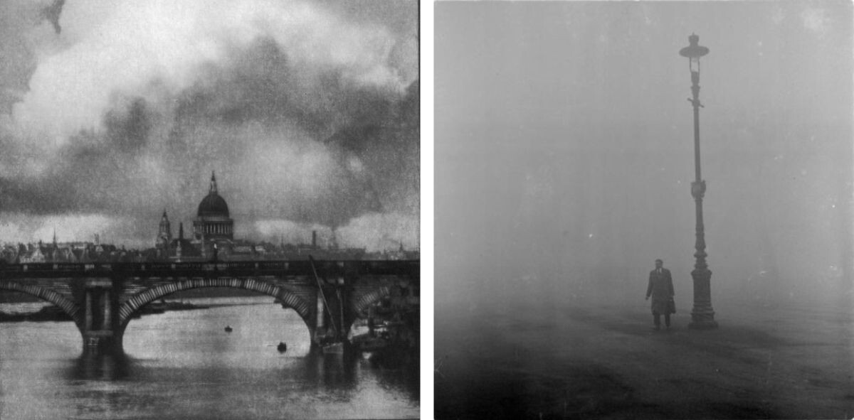 Вид на собор Святого Павла, около 1909 г. Желтый туман («гороховый суп»), между 1945–1955 гг.