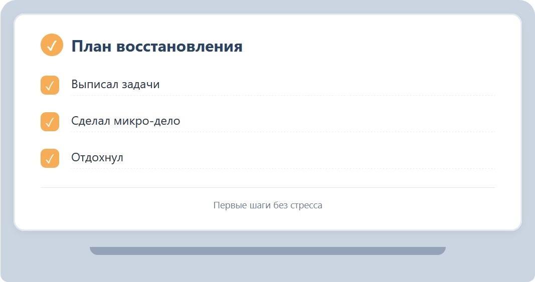 Пример заполнения чек-листа "Первый день после выходных"