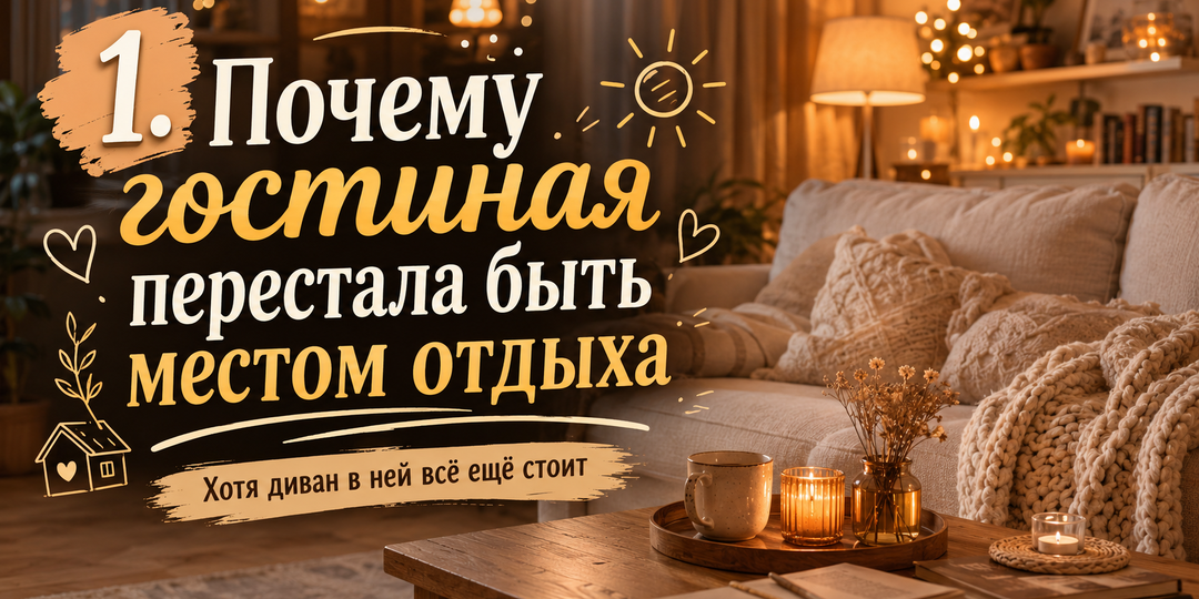 🛋 Почему гостиная перестала быть местом отдыха, хотя диван в ней всё ещё стоит