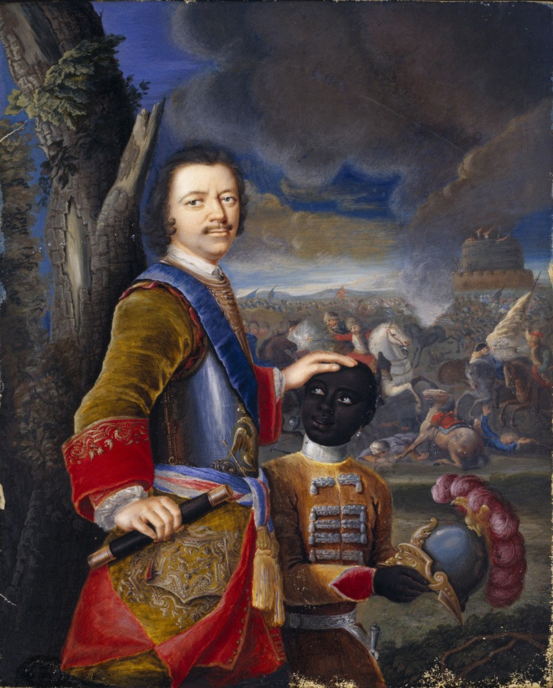 Петр Великий с арапчонком. Акварель Густава фон Мардефельда. ок. 1720 года, Victoria and Albert Museum