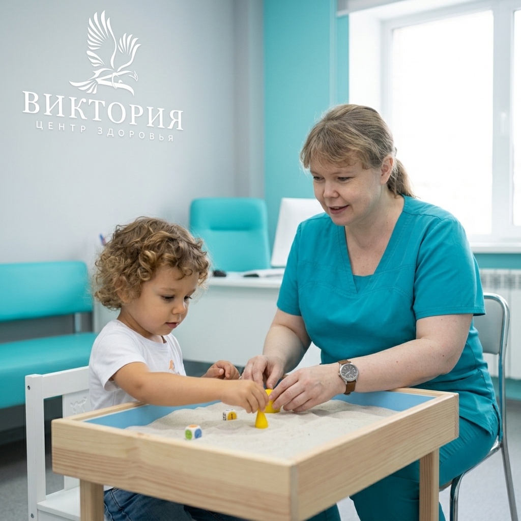 ребенок на приеме у детского психолога в г. Красноярске в ЦЗ "Виктория"