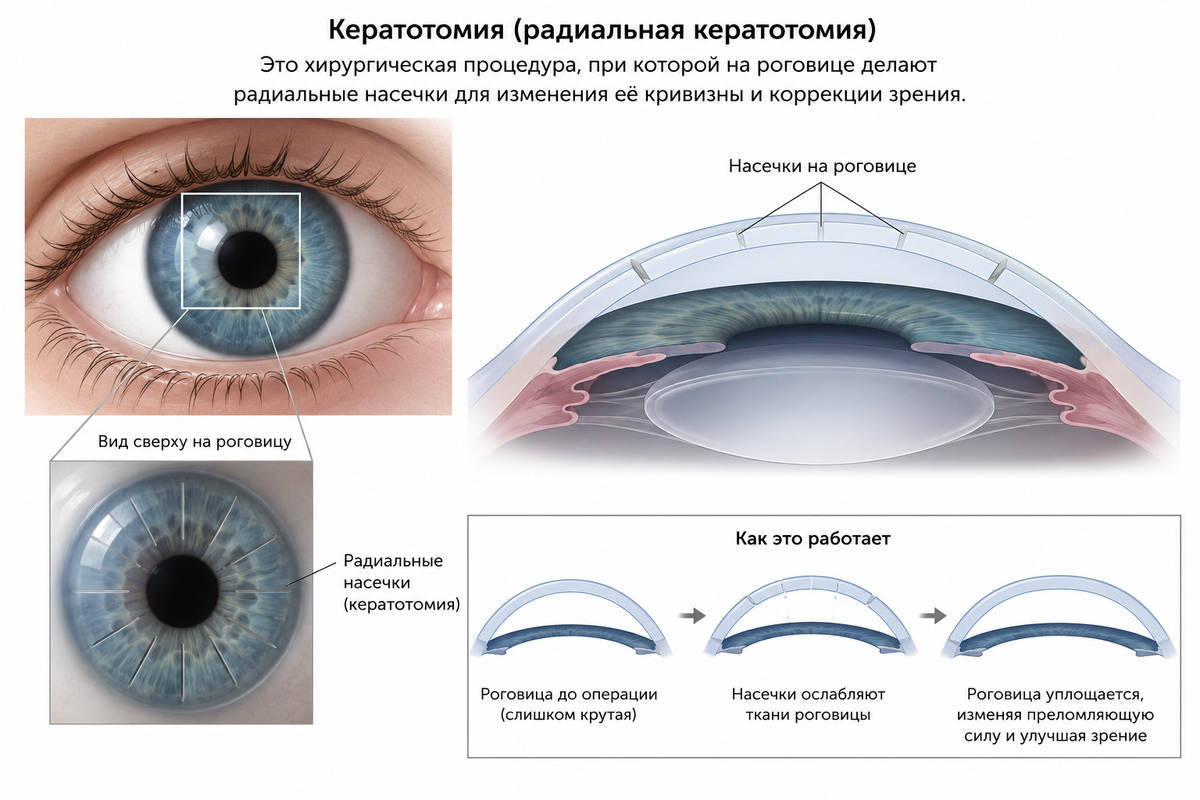 Что такое кератотомия, рисунок.