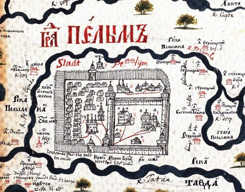 Чертежная книга С. Ремезова. Схема Пелыма.