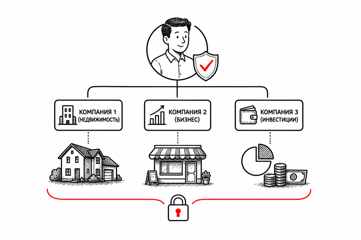 Без этого любые сложные инструменты легко разбиваются судом, который видит хаос, фиктивные сделки и смешение активов.
