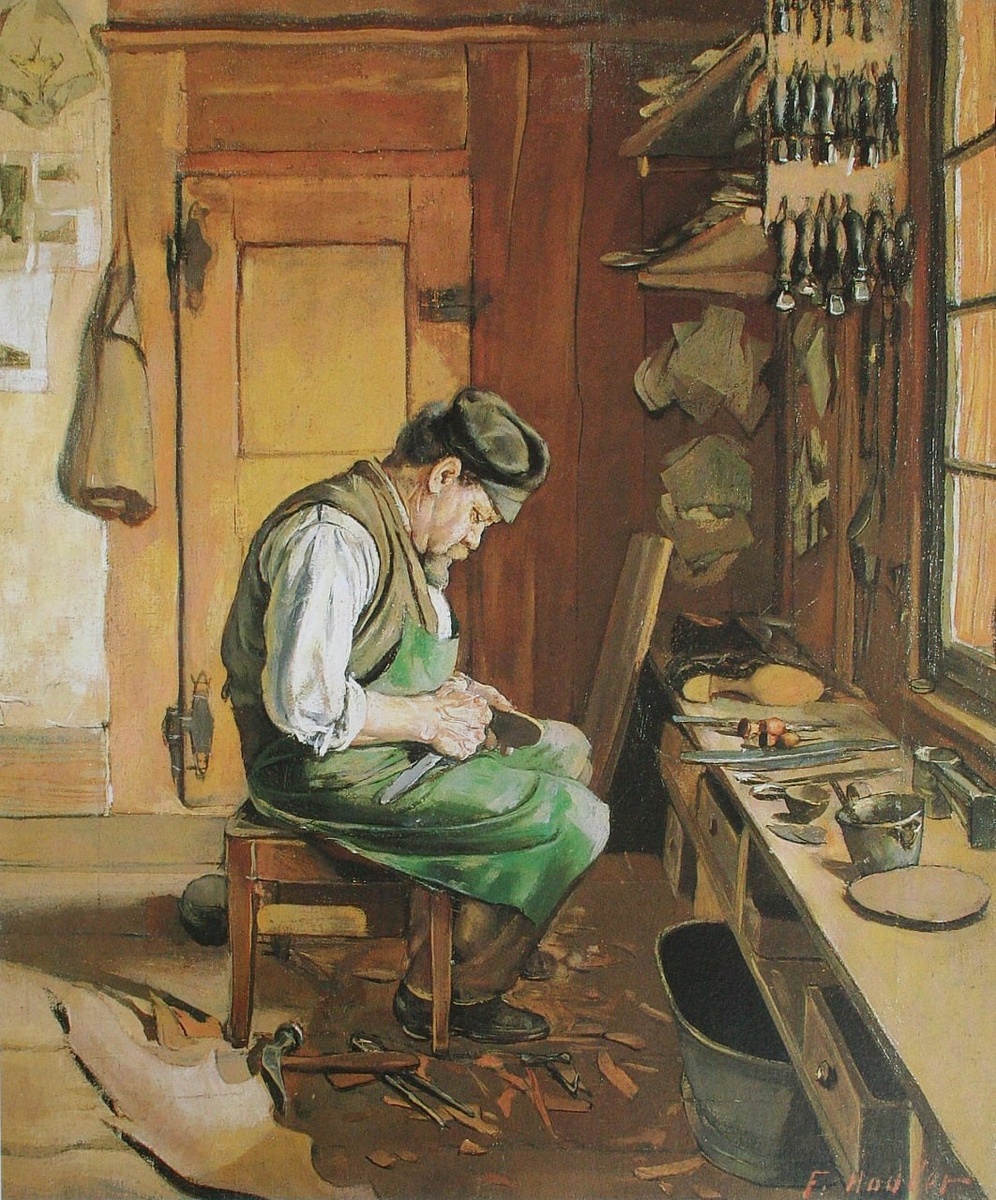 Фердинанд Ходлер. «Башмачник» (холст, масло, 1878). Кунстхаус, Цюрих.