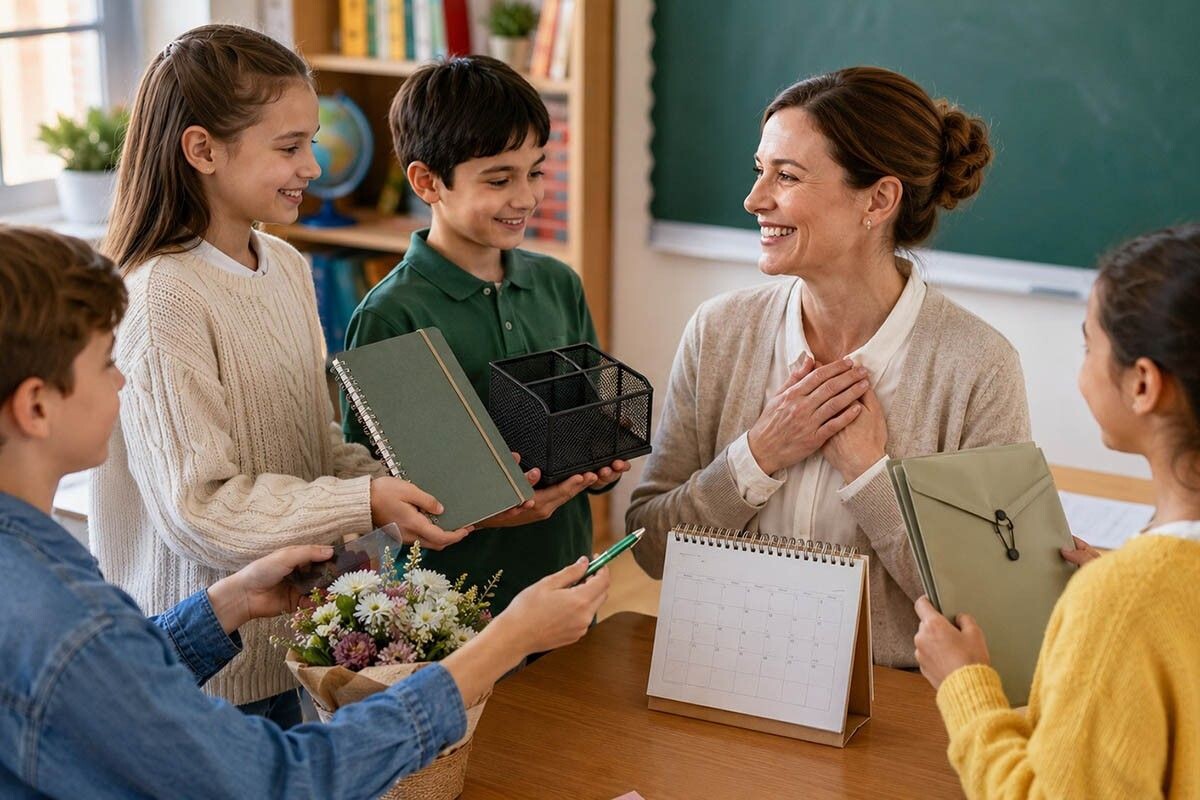 Учителю каждый день нужны ручки, блокноты, папки и другие мелочи, которые помогают держать уроки и бумаги в порядке. Источник: нейросеть📷
