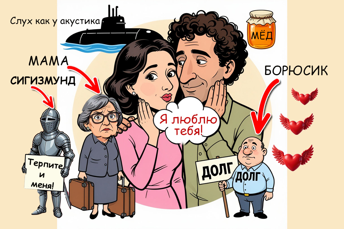 Коллаж автора и ИИ. Все на месте: Софа, мама, Борюсик и даже Сигизмунд!