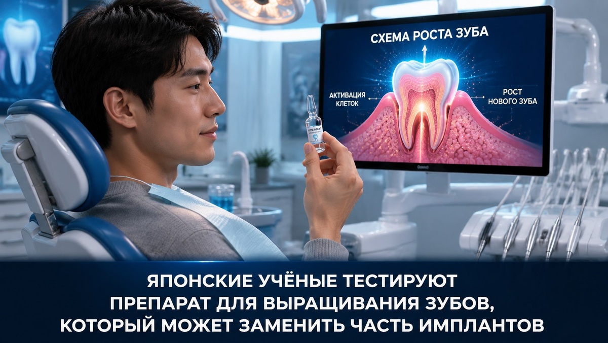 Японские учёные тестируют препарат для выращивания зубов, который может заменить часть имплантов