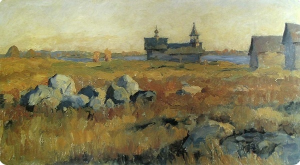 Н.П.Федосов. Кижи. Часовня в Васильевском. 1960-е.
