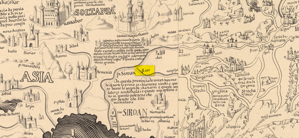 Река Кура__Fra Mauro. Mappamondo, 1459.