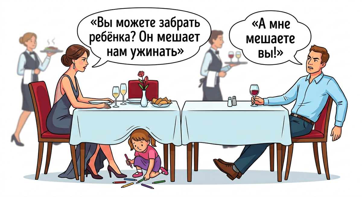 Я заплатила 7800 за ужин в ресторане, а двухлетка играл у моего стола. Попросила родителей увести ребенка — отец нахамил