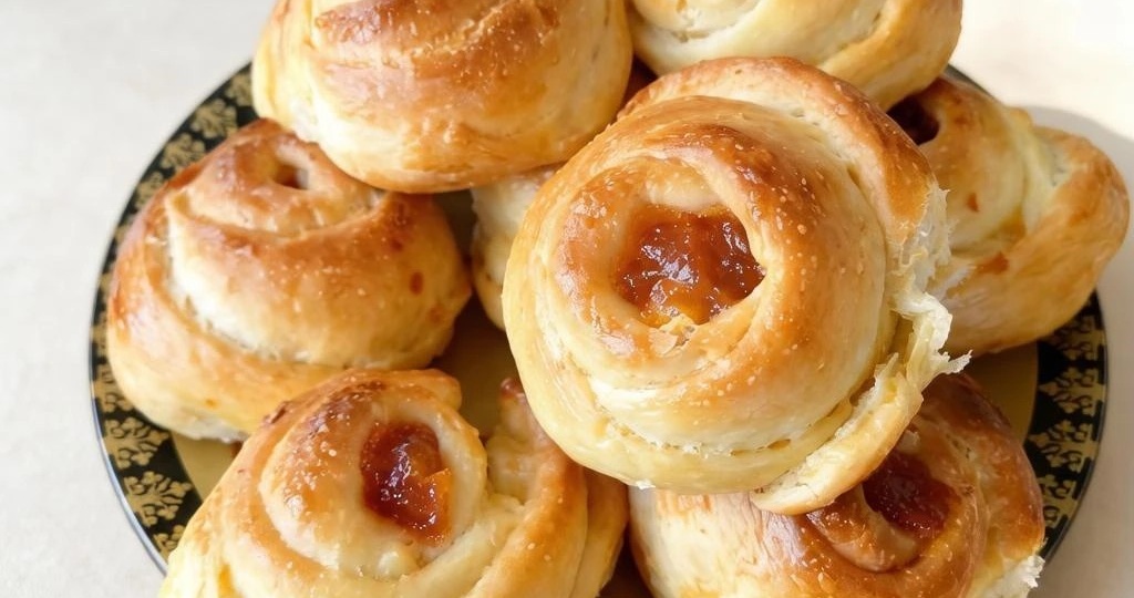 Булочки с джемом нежные и ароматные.