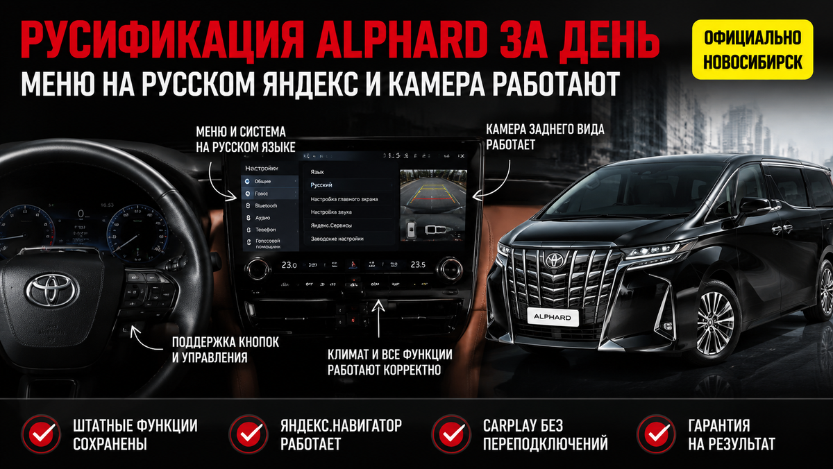 Русификация Toyota Alphard 2023+ из Китая в Новосибирске