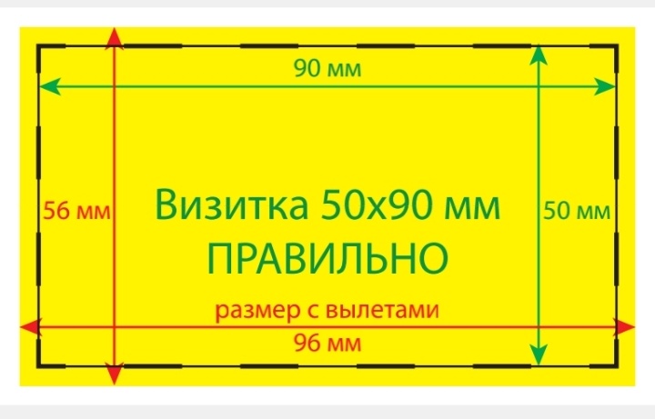 Визитка с цветным фоном и вылетами