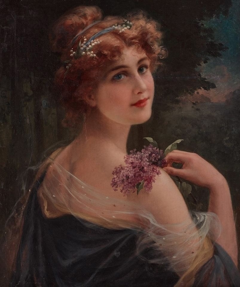 Поль Эмиль Вернон (1872–1920), французский художник  —   «Девушка с веточкой сирени»
