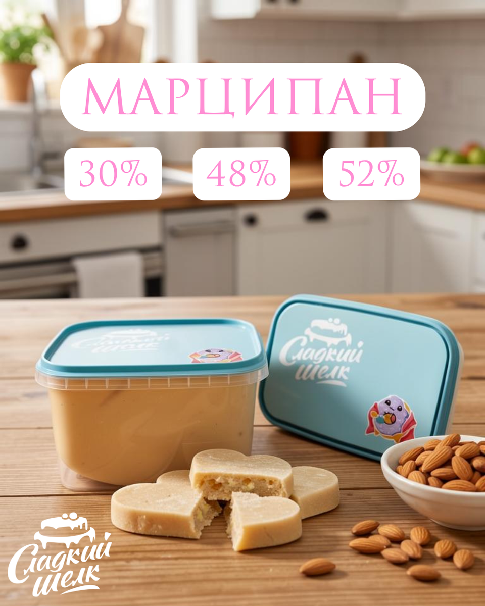 Марципан для запекания, лепки фигурок, начинок и кремов