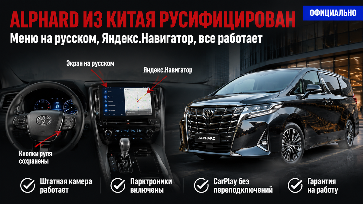 Русификация Toyota Alphard 2023+ из Китая в Новосибирске
