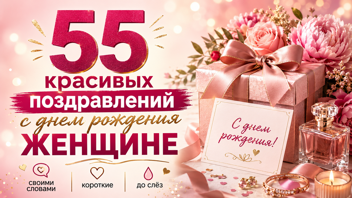 55 красивых поздравлений с днём рождения женщине