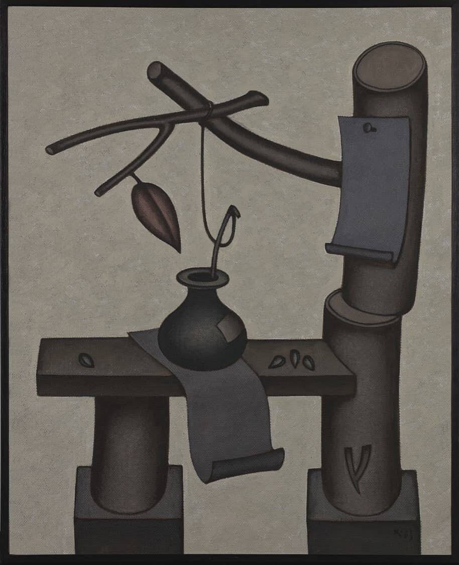 Дмитрий Краснопевцев. Натюрморт с синими бумажными листками (1983). Фото: AZ Museum
