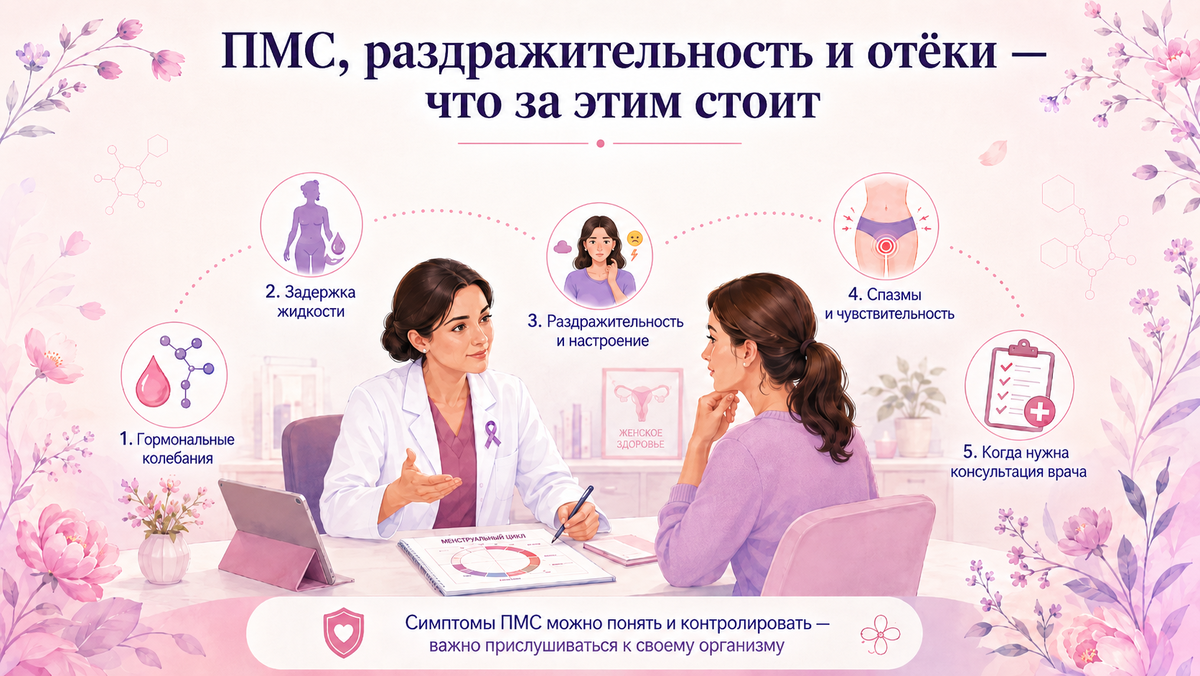 Причины ПМС, раздражительности и отеков.