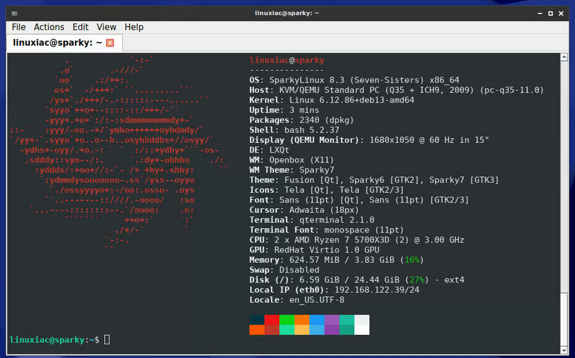 Релиз SparkyLinux 8.3: свежее обновление на базе Debian Trixie