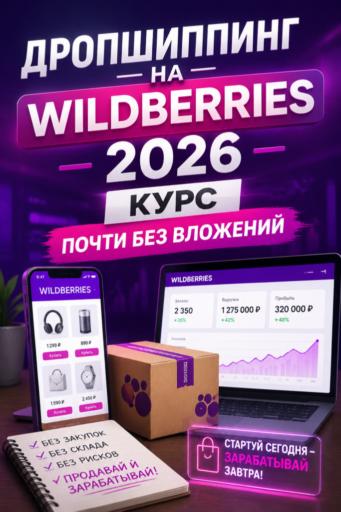    Дропшиппинг на Wildberries 2026: старт с 10 000 руб. без склада по системе FBS. Курс Рахима Танжарикова — личное обучение от селлера с оборотом 30 млн без кураторов. Полный гид: от выбора товара и SEO до масштабирования. Реальные кейсы: рост заказов с 30 до 250 в день. Начни бизнес на маркетплейсах с минимальными вложениями и личной поддержкой эксперта. Рахим Танжариков