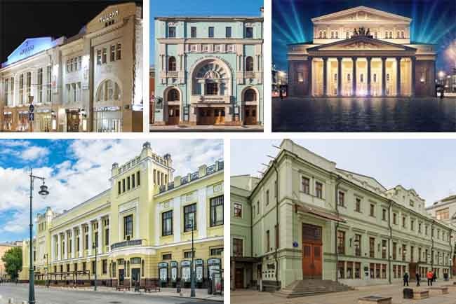 Узнаваемые здания некоторых московских театров.