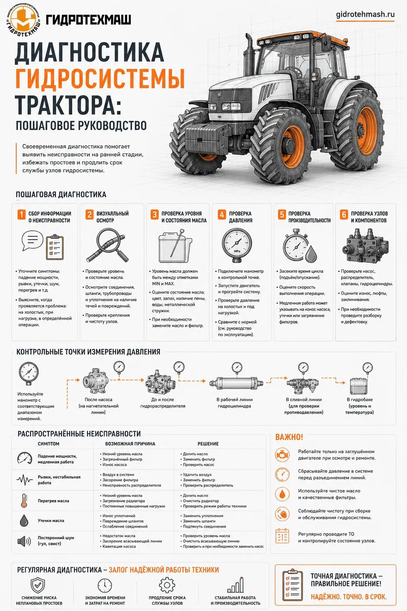 Диагностика гидросистем трактора