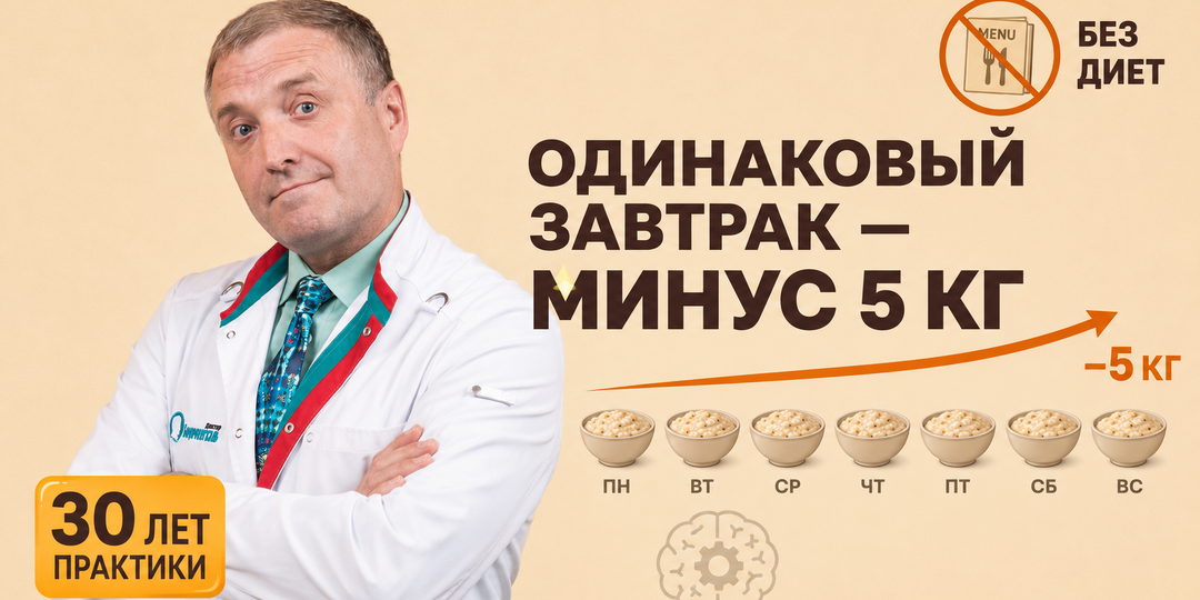 Один и тот же завтрак каждый день: почему этот «скучный» приём снимает 5 кг без диет