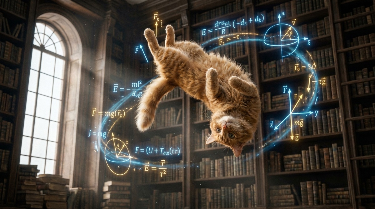 Тот самый момент, когда законы Ньютона работают на пушистых лапках. 🐾