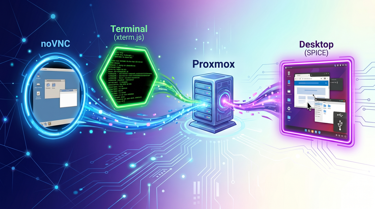 Выбор идеальной консоли в Proxmox: noVNC, xterm.js или SPICE?