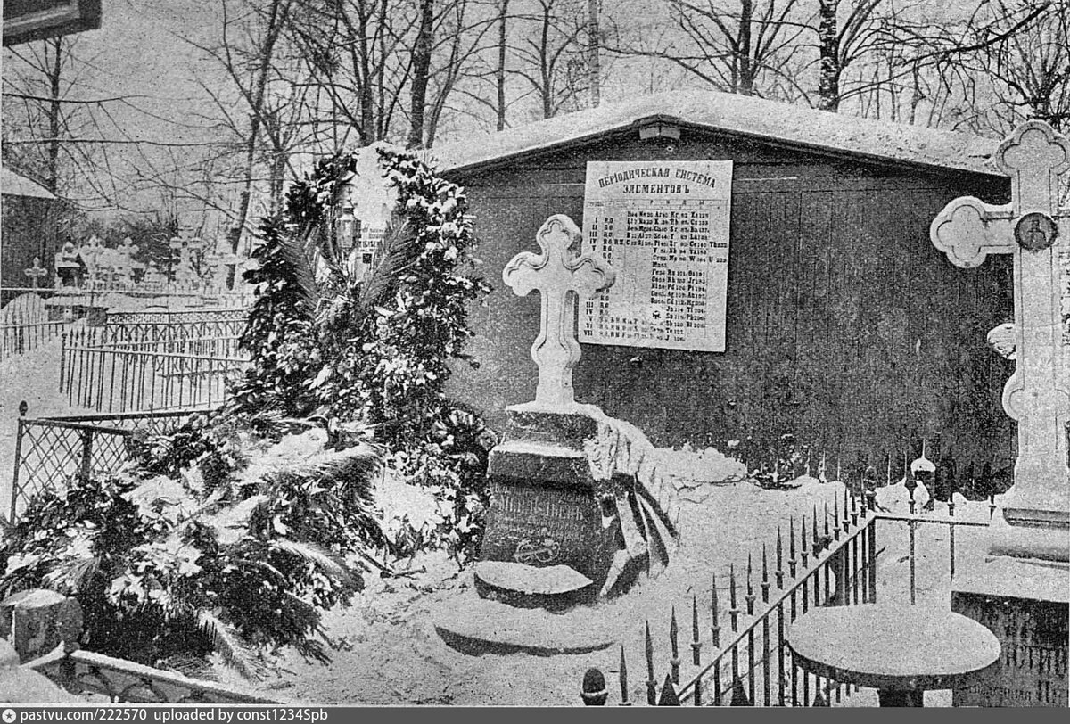 Могила Д.И.Менделеева на Волковом кладбище в Санкт-Петербурге. 1907 год.