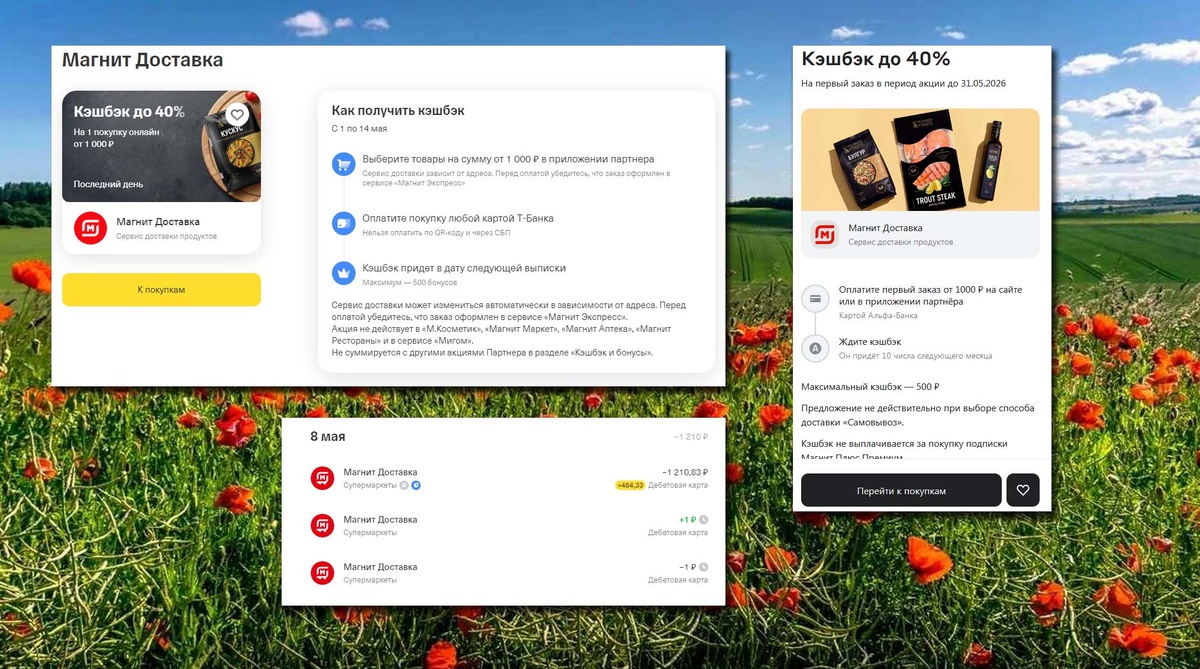 Т-Банк и Альфа-Банк дают кэшбэк на могнит по 40% каждый