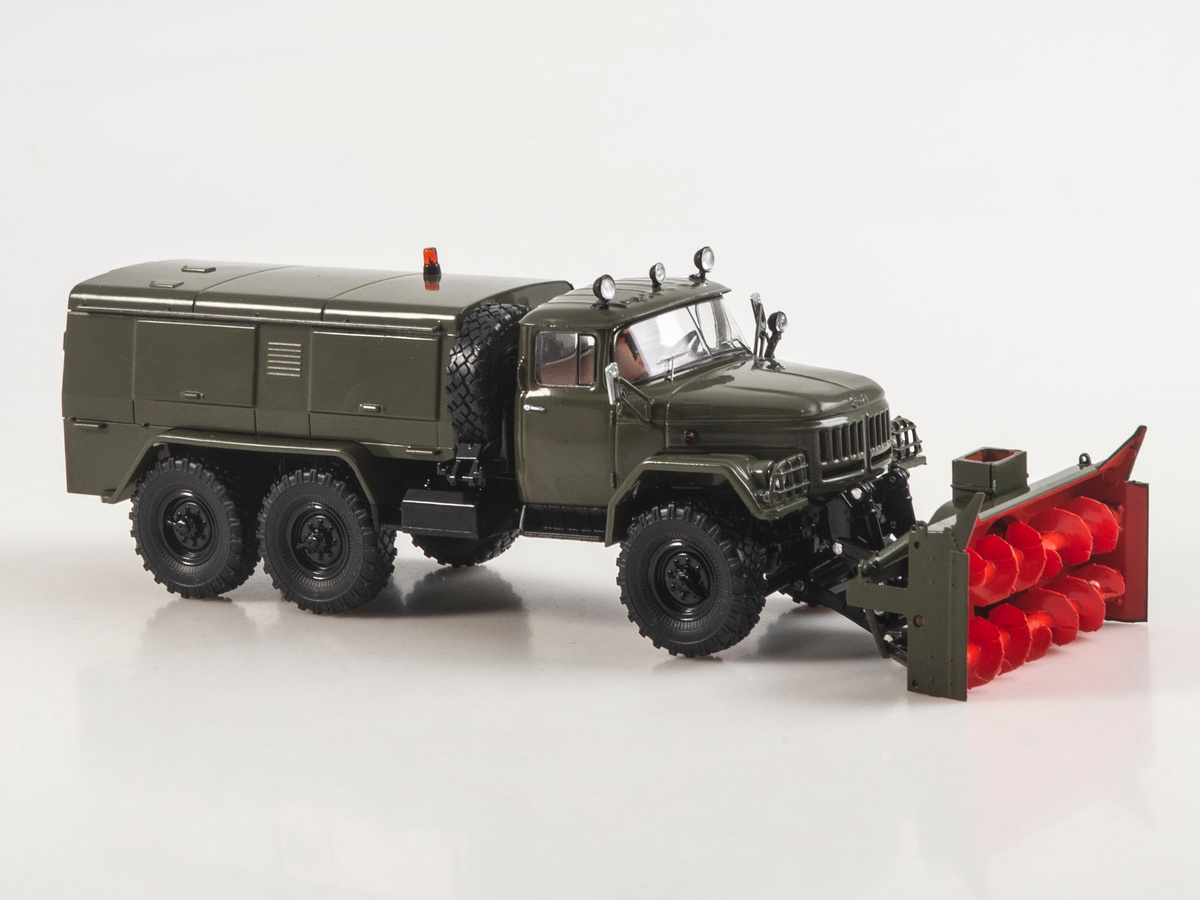 Масштабная модель 1:43 Шнекороторный снегоочиститель ДЭ-210(131) на шасси автомобиля 6х6 ЗиЛ-131, хаки, Start Scale Models (SSM)