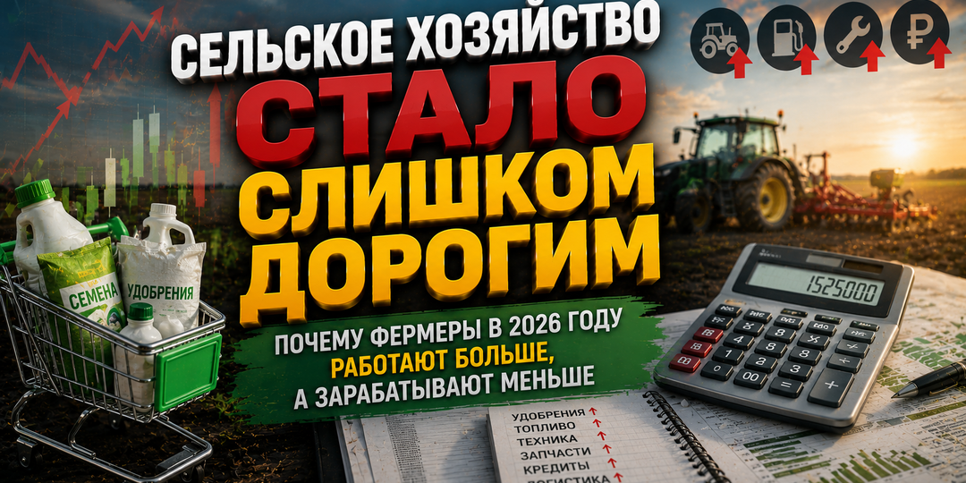 Сельское хозяйство стало слишком дорогим: почему фермеры в 2026 году работают больше, а зарабатывают меньше