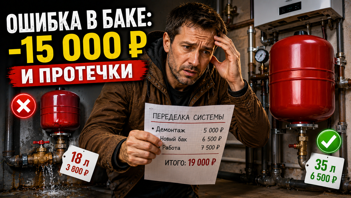 Ошибка при расчёте расширительного бака: как потерять 15 тысяч и получить протечки