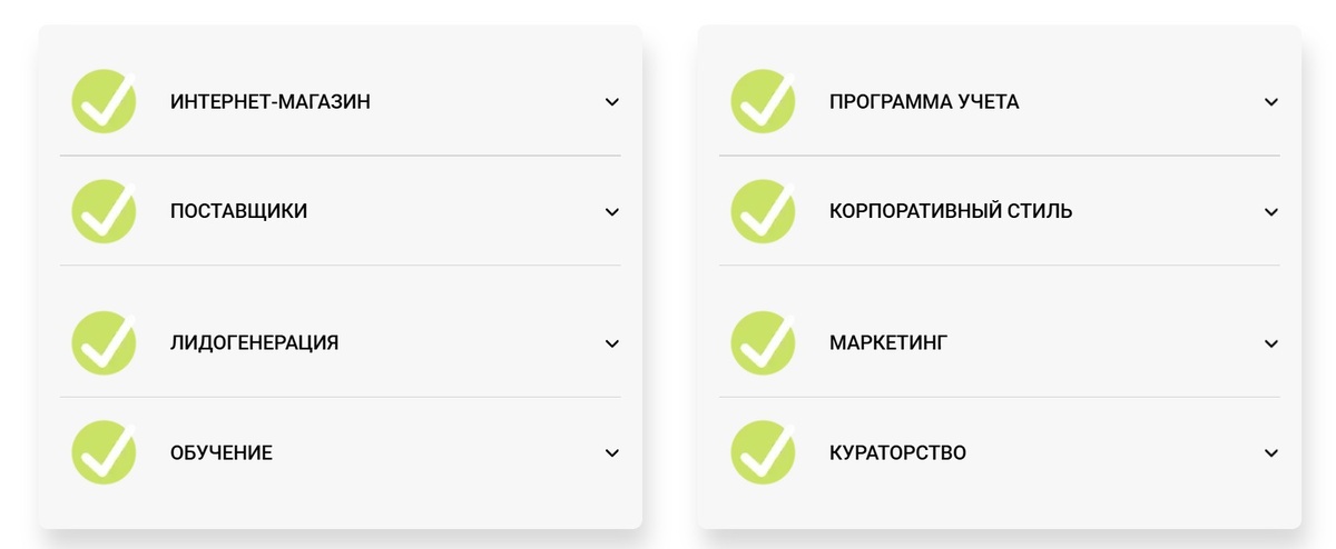 Скриншот с сайта: https://franch.peetron.ru/