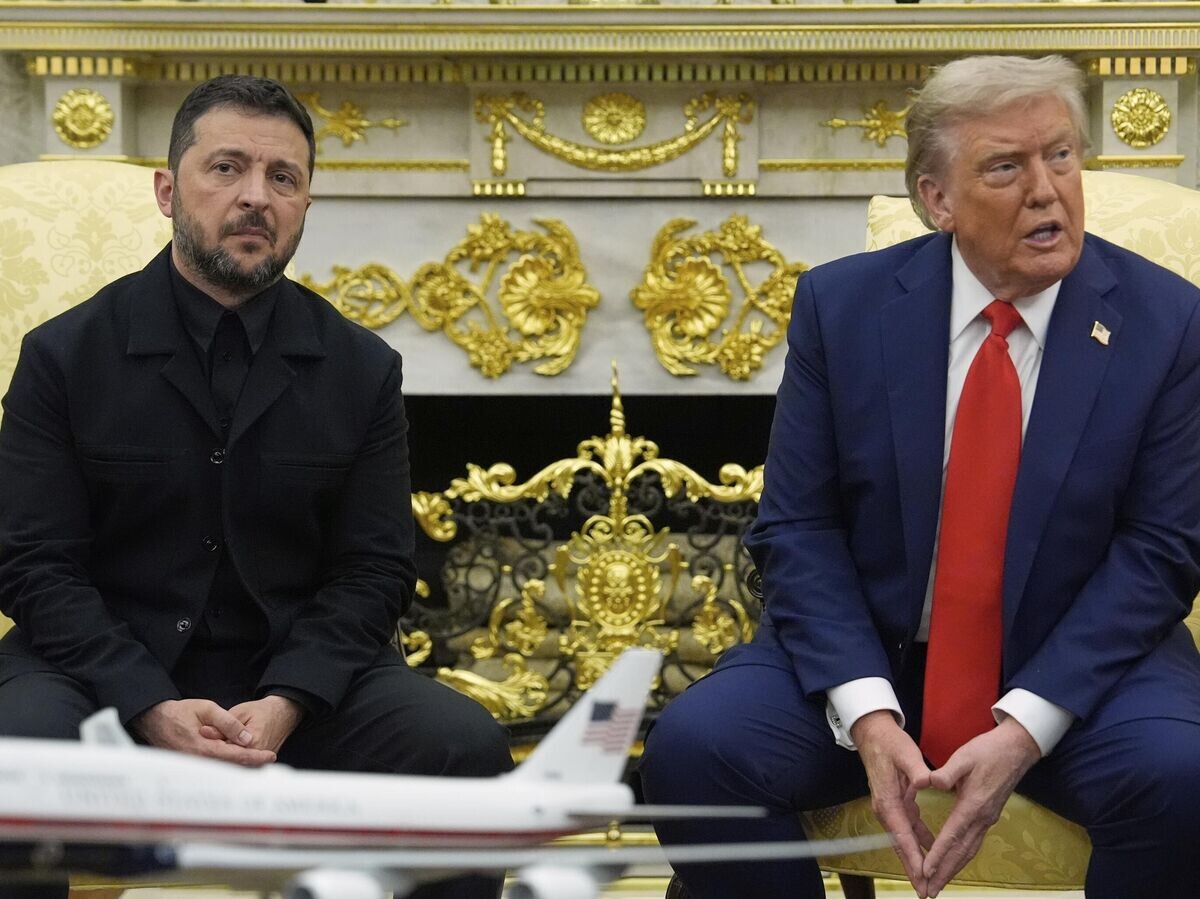    Дональд Трамп и Владимир Зеленский во время встречи© AP Photo / Julia Demaree Nikhinson